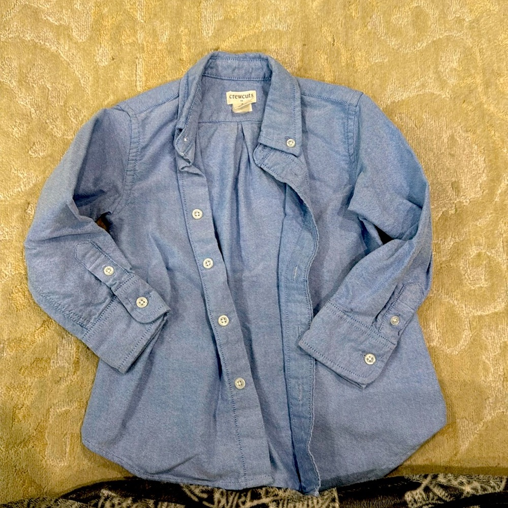 J.Crew crew cuts size 2 button-down long sleeve blue chambray shirt